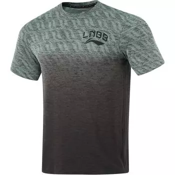 Li-Ning Professional Basketball Series All Over Print Letter Round Neck Comfortable Breathable Slim Fit Short Sleeve T-Shirt Men Tops ATSU723-2 S