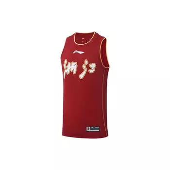 Li-Ning Профессиональная баскетбольная серия CBA с логотипом в виде китайского иероглифа, круглый вырез, баскетбольный жилет для мужчин, красные топы AAYS427-1 M