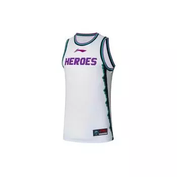 Li-Ning Professional Basketball Series CBA Shandong Team Letter Print Basketball Sports Vest Men Tops White AAYR461-1