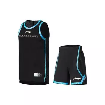 Li Ning Professional Basketball Series Competition Training Basketball жилет и шорты комплект мужской спортивной одежды черного цвета AATS001-1 S