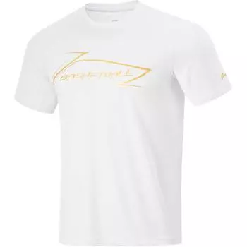 Li-Ning Professional Basketball Series Letter Casual Comfortable Round Neck Short Sleeve T-Shirt Men Tops Standard-White ATSU559-2 3XL