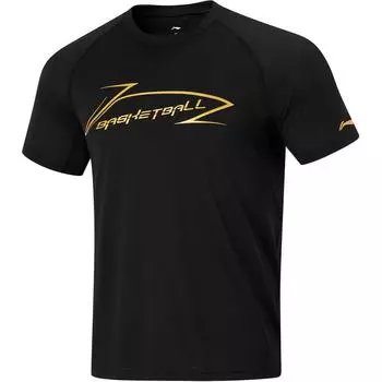 Li-Ning Professional Basketball Series Letter Casual Comfortable Round Neck Short Sleeve T-Shirt Men Tops Black ATSU559-1 M