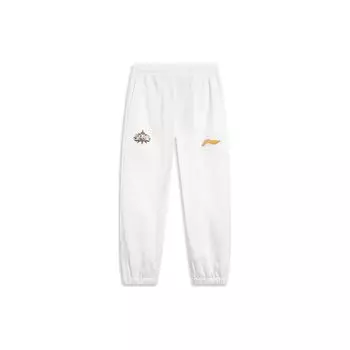 Li-Ning Профессиональная баскетбольная серия с вышитым логотипом и принтом букв, солнцезащитные свободные трикотажные спортивные брюки с завязками на шнурке, мужские брюки белого цвета AYKT603-2 XXL