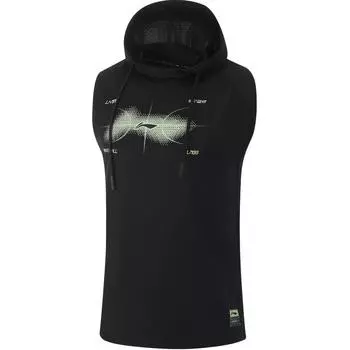 Li-Ning Professional Basketball Series Printed Letter Hooded Comfortable Breathable Moisture-Wicking Quick-Dry Vest Men Vests Black AVSU035-1 XL