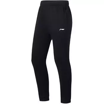 Li-Ning Professional Basketball Series Solid Color Comfortable Versatile Simple Sports Casual Pants Men bottoms Black AKLT991-1 S