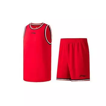 Li-Ning Professional Basketball Series Sweat-Wicking Breathable Round Neck Sleeveless T-Shirt Shorts Competition Training Basketball Suit YATT113-3 M