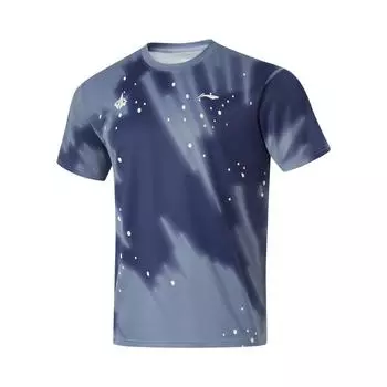 Li Ning Профессиональная баскетбольная серия Градиентный круглый вырез Удобная универсальная дышащая футболка с коротким рукавом Мужские топы Лазурно-голубой ATSU875-1 M