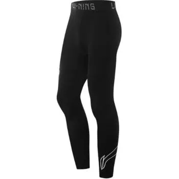 Li-Ning Профессиональная баскетбольная серия с буквенным принтом, обтягивающие спортивные брюки Nine-Point, мужские, черные, AULU111-2 L