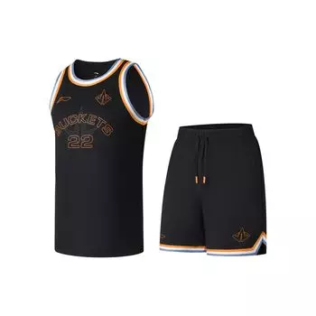 Li-Ning Профессиональная баскетбольная серия с принтом в виде букв, баскетбольный комплект из майки и шорт, мужские комплекты черного цвета AATS081-1 M