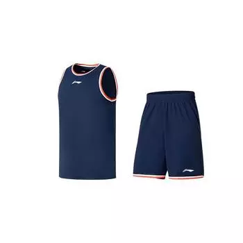 Li-Ning Профессиональная баскетбольная серия дышащий быстросохнущий тренировочный баскетбольный костюм для соревнований мужской спортивный синий YATT113-2 L
