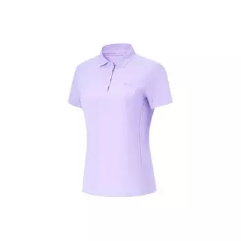 Li-Ning Прохладный и освежающий однотонный короткий рукав рубашки поло женские топы сиренево-фиолетовый APLU128-5 XS