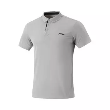 Li-Ning Простая однотонная удобная дышащая универсальная повседневная футболка-поло с коротким рукавом мужская топы геологически-серый APLV047-5 XL