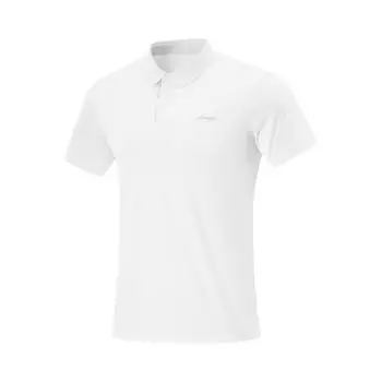Li-Ning Простая однотонная удобная дышащая универсальная повседневная футболка-поло с коротким рукавом мужская белая APLV047-10 L
