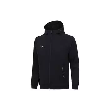 Li-Ning Простая открытая спортивная толстовка с капюшоном Мужские толстовки с капюшоном Черный AWDT993-1 S