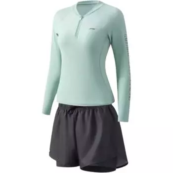 Li Ning Простой Модный Удобный Топ с Длинным Рукавом Спортивный Со средней Посадкой Универсальные Шорты с Разрезами Купальник Женский купальник LSYW187-2 M