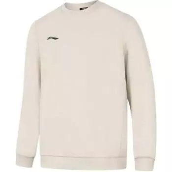 Li-Ning Простой свитер, спортивный свитшот с длинным рукавом, мужские топы, овсяно-серый AWDT985-3 S