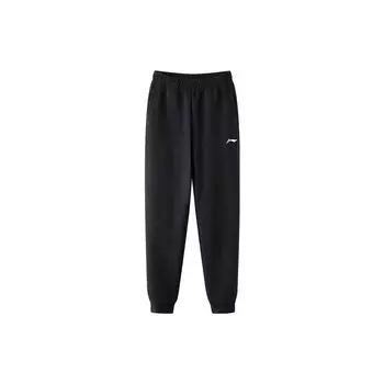 Li-Ning Простые дышащие легкие зауженные трикотажные спортивные брюки с логотипом, мужские низы, темно-черные AKLT805-1 M