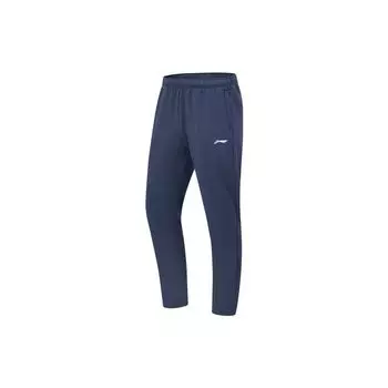 Li-Ning Простые флисовые теплые прямые трикотажные спортивные брюки мужские низ темно-синего цвета AKLUA75-6 S