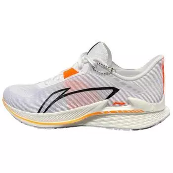 Li Ning Простые нескользящие прочные низкие кроссовки для бега мужские кроссовки белые оранжевые ARBU003-1 42