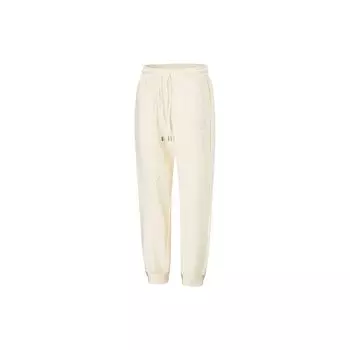 Li-Ning Простые трикотажные спортивные брюки со шнуровкой и манжетами, мужские низы, цвет белый AKLT661-2