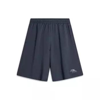 Li-Ning Простые вышитые логотипы средней талии, прямые повседневные шорты, мужские шорты AKSU699-5 S