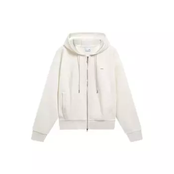 Li-Ning Простые женские толстовки с капюшоном на молнии Pure Color Off-White AWDT022-1 XL