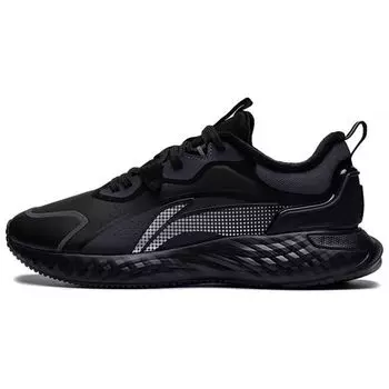 Li Ning Protective Cloud Fabric Synthetic Leather Shock Absorbing Non-Slip Wear-Stick Low-Top Casual Shoes Men sneakers Black AGLS219-1 43