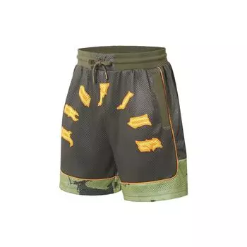 Li-Ning Прямые повседневные шорты BadFive с принтом и завязками, шорты унисекс, зеленые AAPS469-1 L