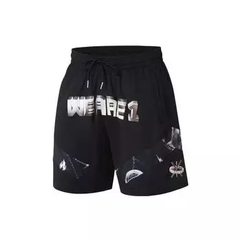 Li-Ning Прямые повседневные шорты с принтом букв на шнурке, мужские брюки черного цвета AAPS053-1 XL