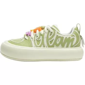 Li Ning Puff Platform Trendy Sports Low Top Casual Shoes Women Casual Shoes Green White AZGU068-2 37