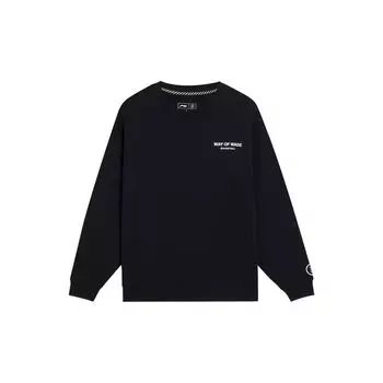 Li-Ning Пуловер с алфавитом серии Wade, вязаный свитер с длинным рукавом и круглым вырезом, мужской свитер, черный AWDS813-4 S