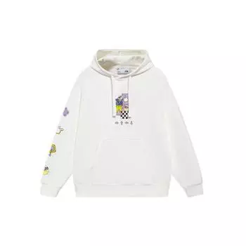 Li-Ning пуловер с капюшоном и рисунком из мультфильма, женские топы, белый цвет, AWDS592-1 XXL