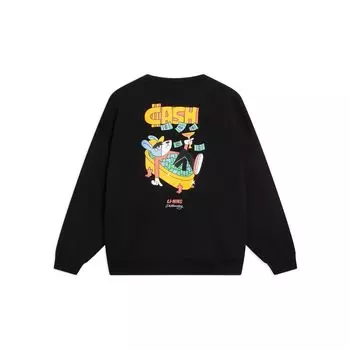 Li-Ning пуловер с круглым вырезом и мультяшным принтом, топы унисекс, черный AWDT163-3 L