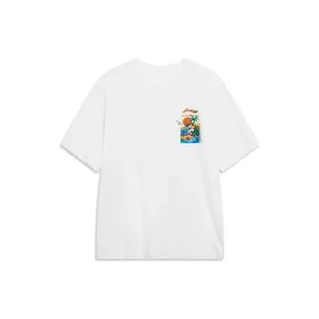 Li-Ning пуловер с круглым вырезом и буквенным принтом, футболка с короткими рукавами, мужские топы, белые AHST177-1 XL