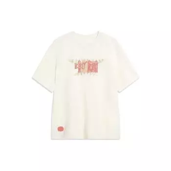 Li-Ning Пуловер с круглым вырезом и коротким рукавом из серии Sports Life с принтом и текстом, мужские топы Off-White AHST421-1 XXL