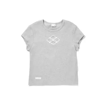 Li Ning Пуловер с круглым вырезом Удобная футболка с принтом Простая Универсальная Приталенная Футболка с коротким рукавом Женская футболка AHSV998-4 S