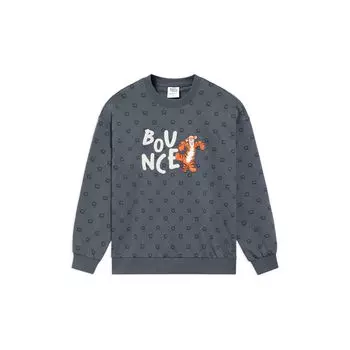 Li-Ning Пуловер с принтом тигра X Disney, свитшот с круглым вырезом, топы унисекс, темно-серый AWDS557-3 XL