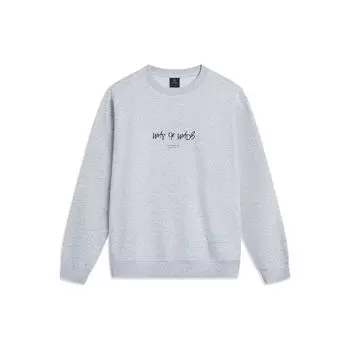 Li-Ning Пуловер серии Wade с длинным рукавом и круглым вырезом, флисовая теплая зимняя спортивная толстовка для мужчин, цветочно-серый Chuan-Stone-Gray AWDT941-3 L