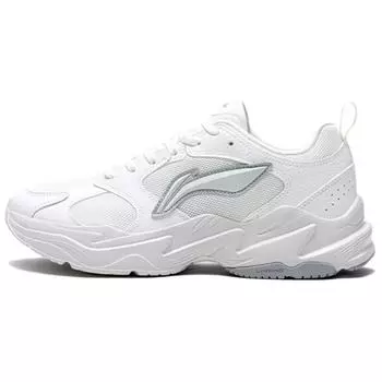 Li Ning Pulse Classic Модные Универсальные Удобные Амортизирующие Нескользящие Износостойкие Низкие Кроссовки Папы Мужские кроссовки Серебристо-белые AGCV145-1 39