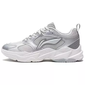 Li Ning Pulse Модные Удобные Амортизирующие Нескользящие Увеличивающие Рост Низкие Кроссовки Папины Кроссовки Мужские кроссовки Серо-Серебристый AGCV145-2 39