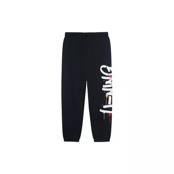 Li-Ning Чистый цветной буквенный принт эластичные манжеты свободные повседневные брюки мужские низ черный AKLSG77-1 L