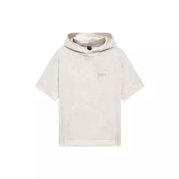 Li-Ning Pure Color Свободный пуловер с капюшоном и короткими рукавами Мужские топы Жемчужно-белый AMBS045-3 M