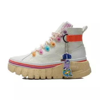 Li Ning Pursue X Earth Day Limited Edition Удобные дышащие высокие повседневные туфли Женские кроссовки Vanilla-White AGCR262-2 38