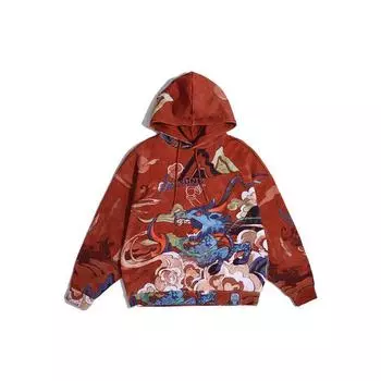 Li Ning Qilin Cloud Series Washed Pullover Hoodie Unisex Hoodies Chestnut AWDQ403-1 M