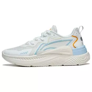 Li Ning Qing You Ткань Синтетическая Кожа Нескользящие Износостойкие Низкие Спортивные Повседневные Туфли Мужские Кроссовки Белые Синие AGLT057-1 39