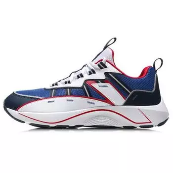 Li Ning Qing Yun удобные амортизирующие износостойкие нескользящие низкие кроссовки мужские кроссовки сине-белые ARHN249-3 43