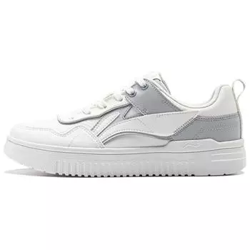 Li-Ning Qingyun Classic Casual Non-Slip Shock Absorbing Low Top Skate Shoes Women sneakers White Gray AGCU388-1 35