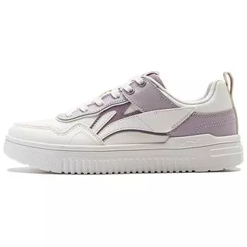 Li Ning Qingyun модные удобные прочные нескользящие низкие повседневные туфли женские кроссовки белые фиолетовые AGCT298-3 35