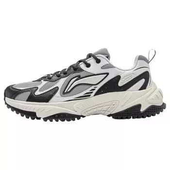 Li Ning Qixing 2.0 Толстая подошва, увеличивающая высоту, нескользящая, износостойкая, низкая повседневная обувь, мужские кроссовки, черный, белый, AGCT311-3 46