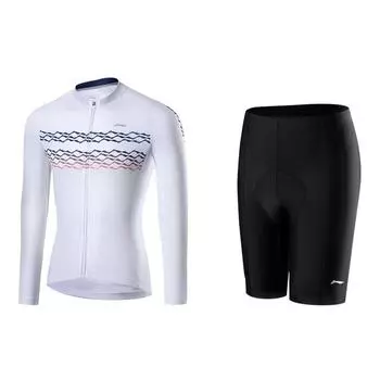 Li-Ning Quick-Dry Comfortable Skin-Friendly Long Sleeve Top With Shock Absorbing Hip Pads And Fitted Protective Shorts Cycling Set LCSY089+185 M
